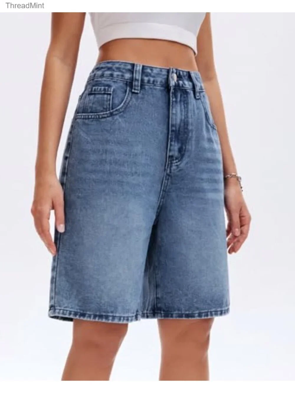 High Waisted Wide Leg Denim Shorts Y2K Baggy Jorts Bermuda